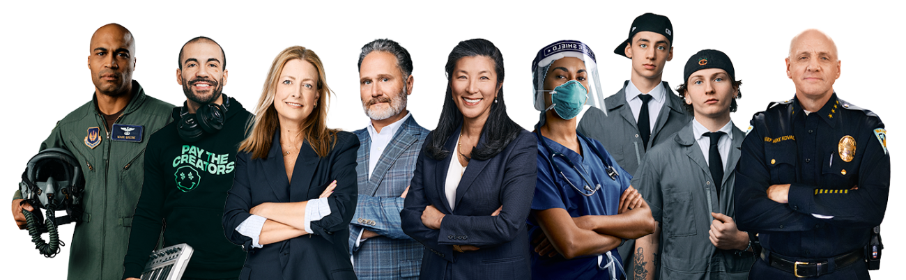 group composite of different profession people portraits